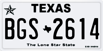 TX license plate BGS2614