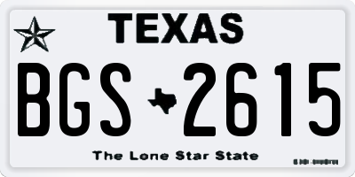 TX license plate BGS2615