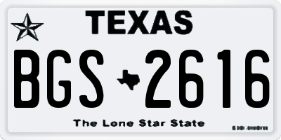 TX license plate BGS2616