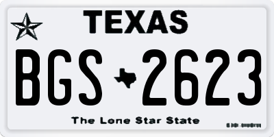 TX license plate BGS2623