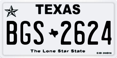 TX license plate BGS2624