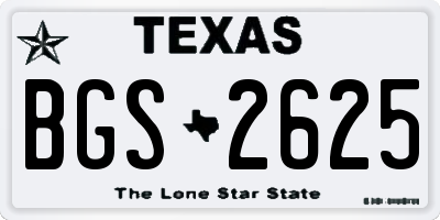 TX license plate BGS2625