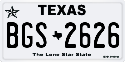 TX license plate BGS2626