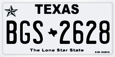 TX license plate BGS2628