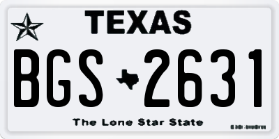 TX license plate BGS2631