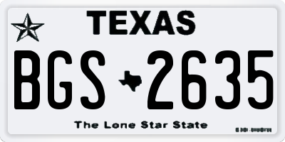 TX license plate BGS2635