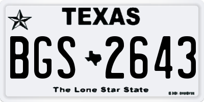TX license plate BGS2643