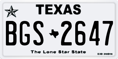 TX license plate BGS2647