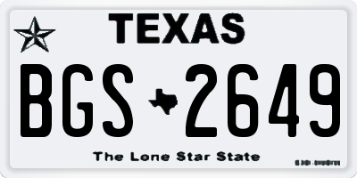 TX license plate BGS2649