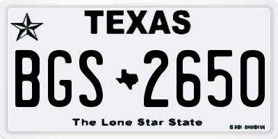 TX license plate BGS2650