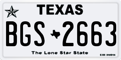 TX license plate BGS2663
