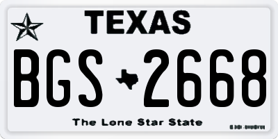 TX license plate BGS2668