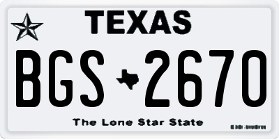 TX license plate BGS2670
