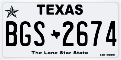 TX license plate BGS2674