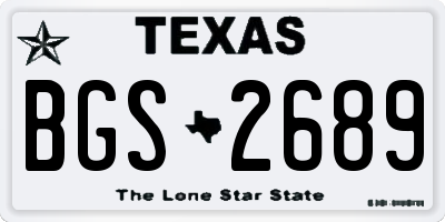 TX license plate BGS2689