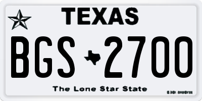 TX license plate BGS2700