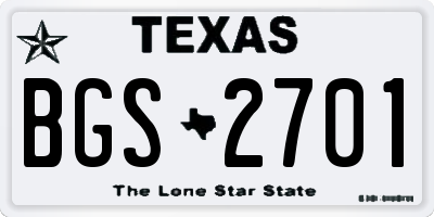 TX license plate BGS2701