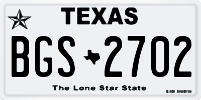 TX license plate BGS2702