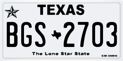 TX license plate BGS2703