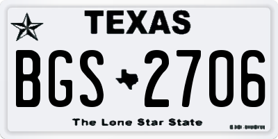 TX license plate BGS2706