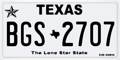 TX license plate BGS2707