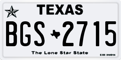 TX license plate BGS2715