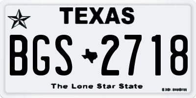 TX license plate BGS2718