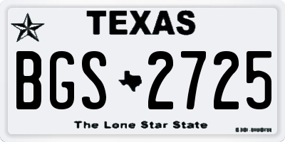 TX license plate BGS2725