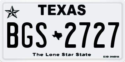 TX license plate BGS2727