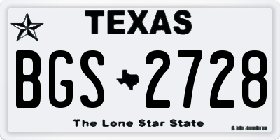 TX license plate BGS2728