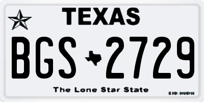 TX license plate BGS2729