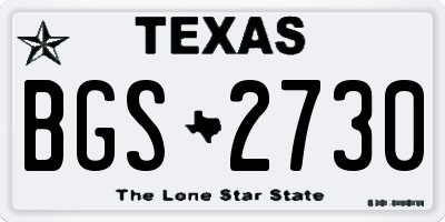 TX license plate BGS2730