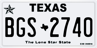 TX license plate BGS2740