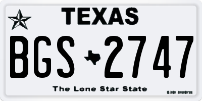 TX license plate BGS2747