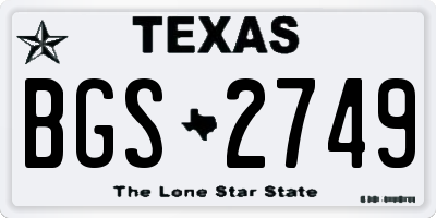 TX license plate BGS2749