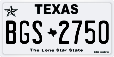 TX license plate BGS2750