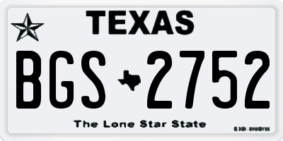 TX license plate BGS2752
