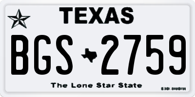TX license plate BGS2759