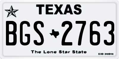 TX license plate BGS2763