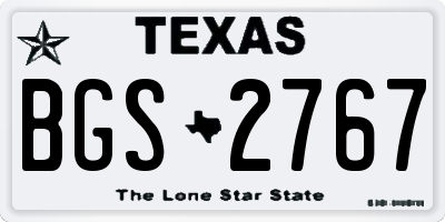 TX license plate BGS2767