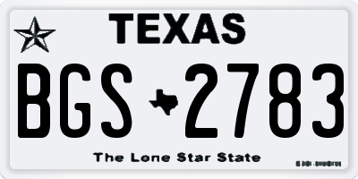 TX license plate BGS2783