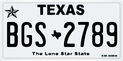 TX license plate BGS2789