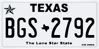TX license plate BGS2792
