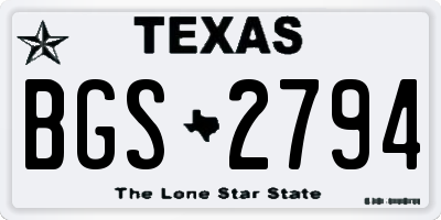 TX license plate BGS2794