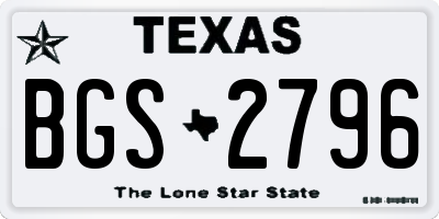 TX license plate BGS2796