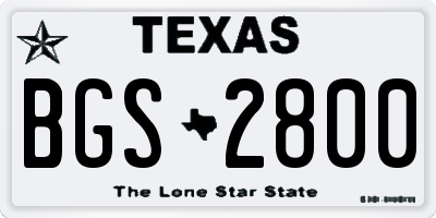 TX license plate BGS2800