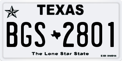 TX license plate BGS2801