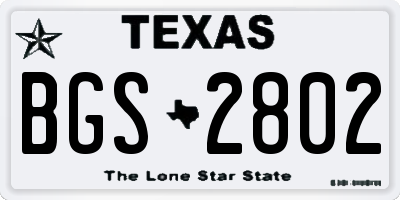 TX license plate BGS2802