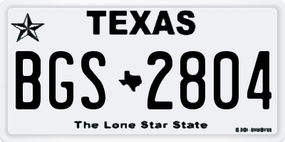 TX license plate BGS2804