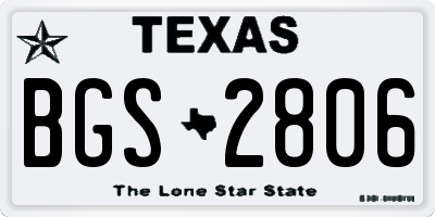 TX license plate BGS2806
